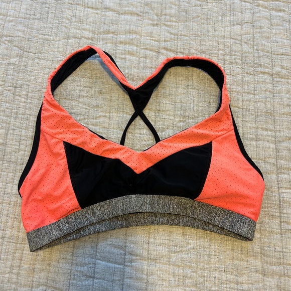 RBX Sports Bra / Bikini Top. Size Large. Black and Salmon. - Picture 1 of 2